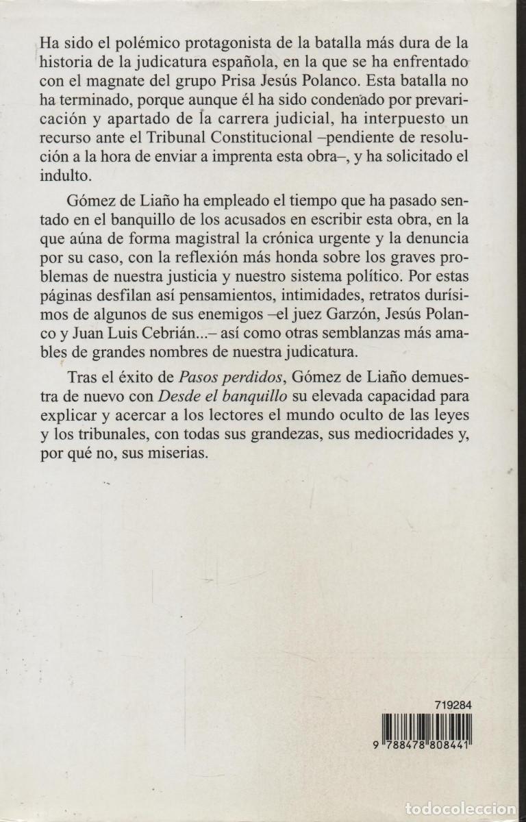 Libros de segunda mano: Desde el banquillo. Javier G&oacute;mez de Lia&ntilde;o. Temas de Hoy. 2000. - Foto 2