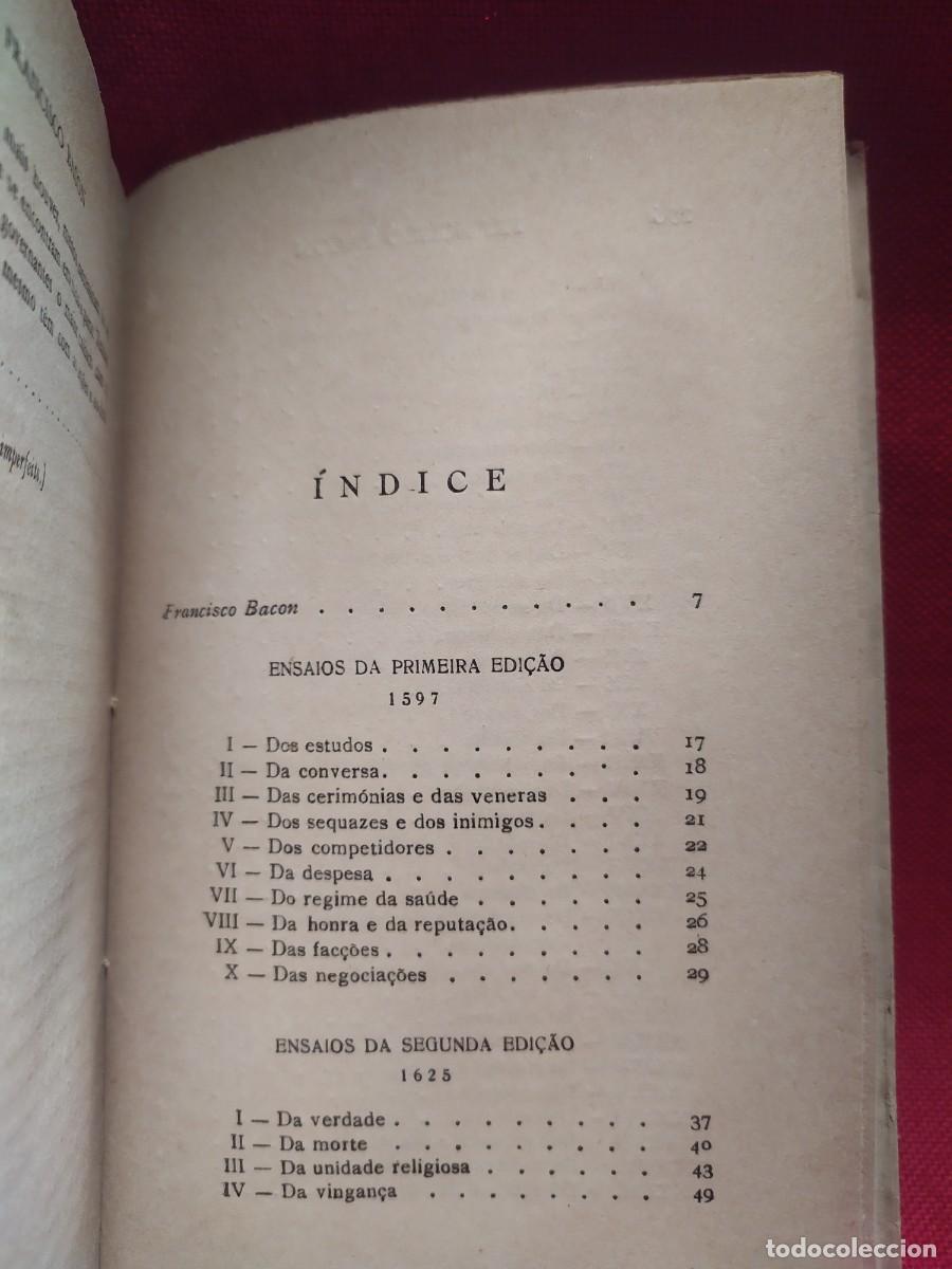 Libros de segunda mano: 1952. Ensaios de Francisco Bacon. - Foto 3
