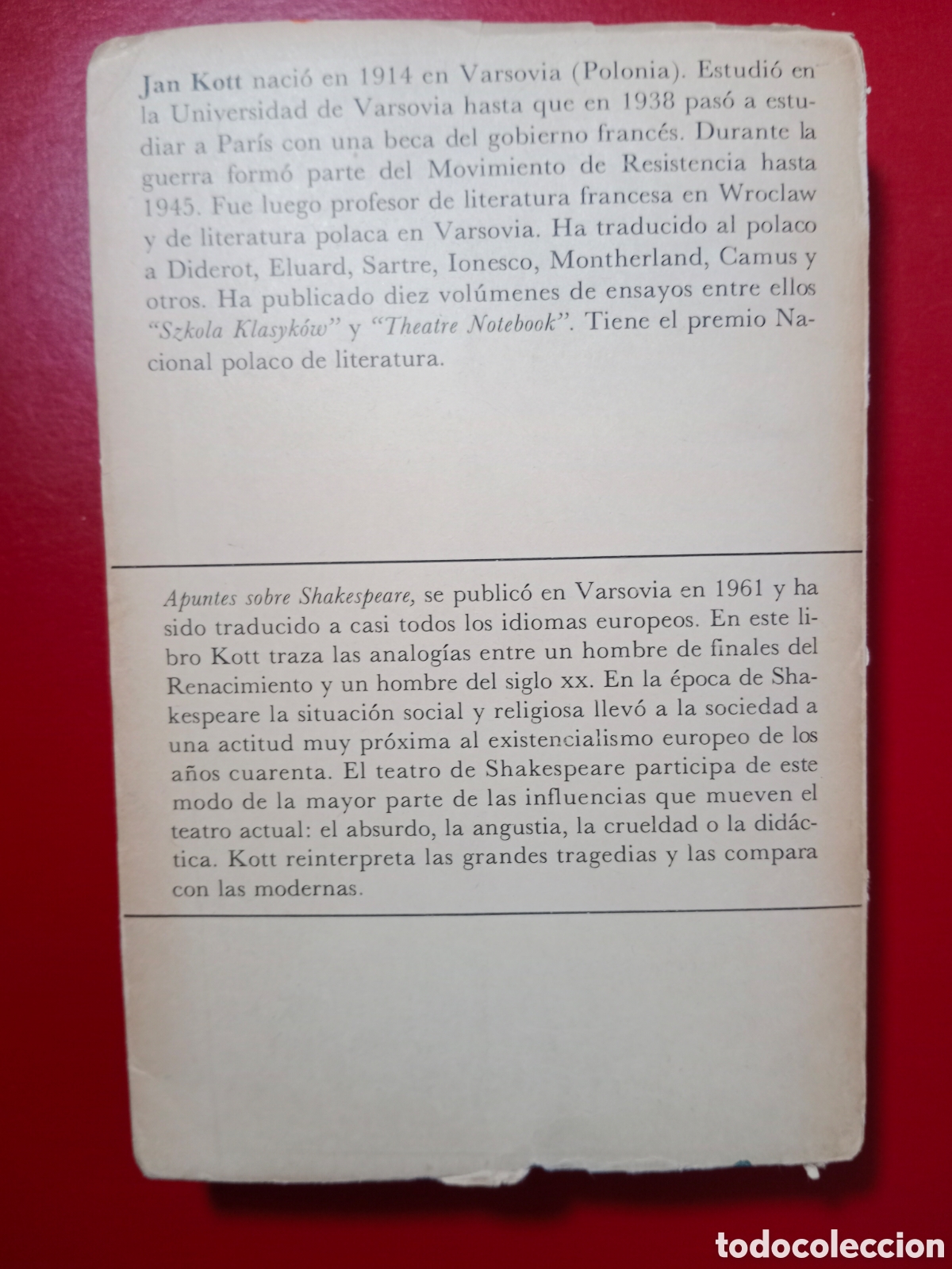 Libros de segunda mano: APUNTES SOBRE SHAKESPEARE , JAN KOTT , PRIMERA EDICI&Oacute;N, 1969 - Foto 2