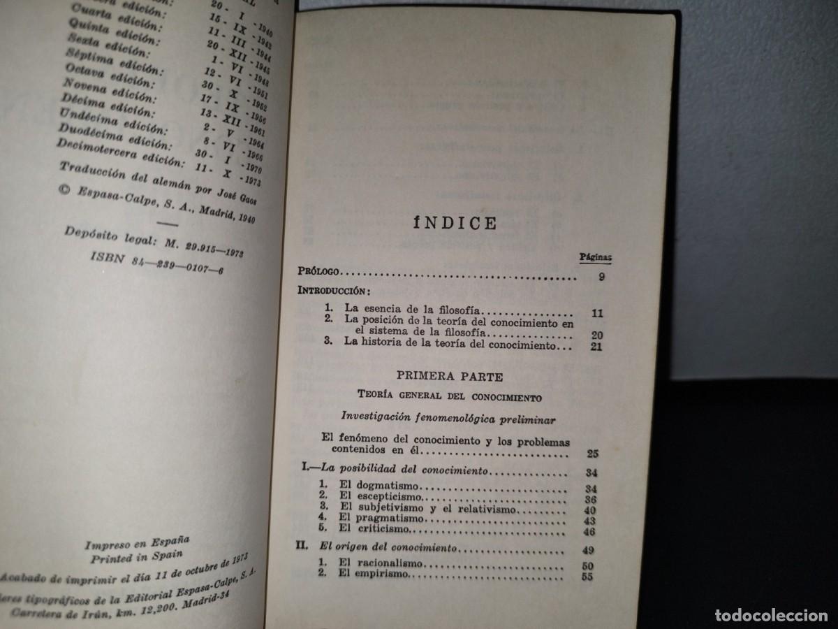 Libros de segunda mano: 41- TEORIA DEL CONOCIMIENTO - J. HESSEN - Foto 4