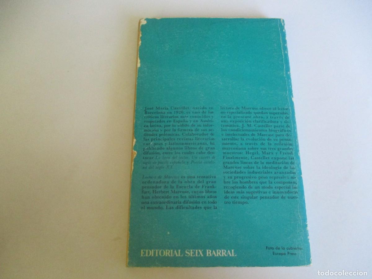Libros de segunda mano: J.M. CASTELLET Lectura de Marcuse W21471 - Foto 2