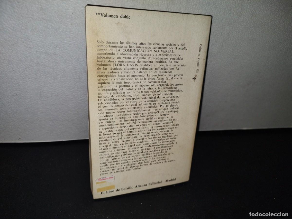 Libros de segunda mano: 75- FLORA DAVIS: LA COMUNICACI&Oacute;N NO VERBAL - ALIANZA EDITORIAL - 1978 - Foto 3