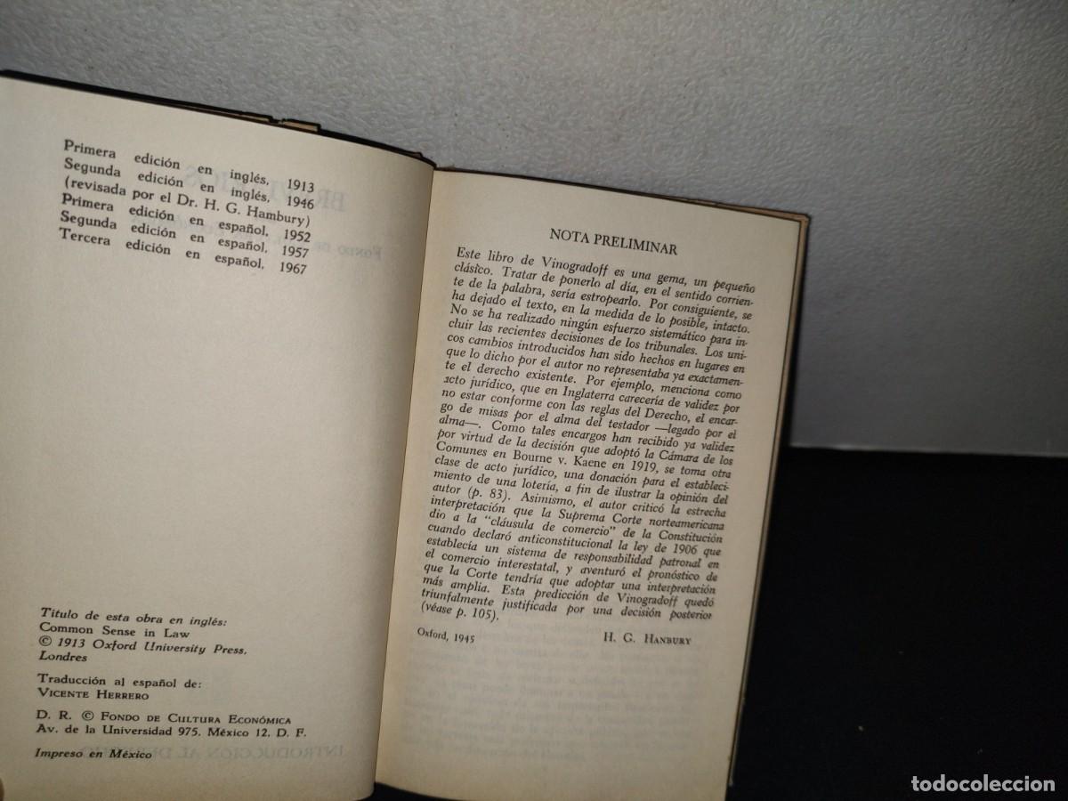 Libros de segunda mano: 75- INTRODUCCI&Oacute;N AL DERECHO - SIR PAUL VINOGRADOFF - Foto 6