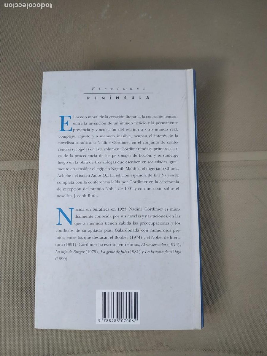 Libros de segunda mano: Escribir y ser - Nadine Gordimer. Pen&iacute;nsula - Foto 2