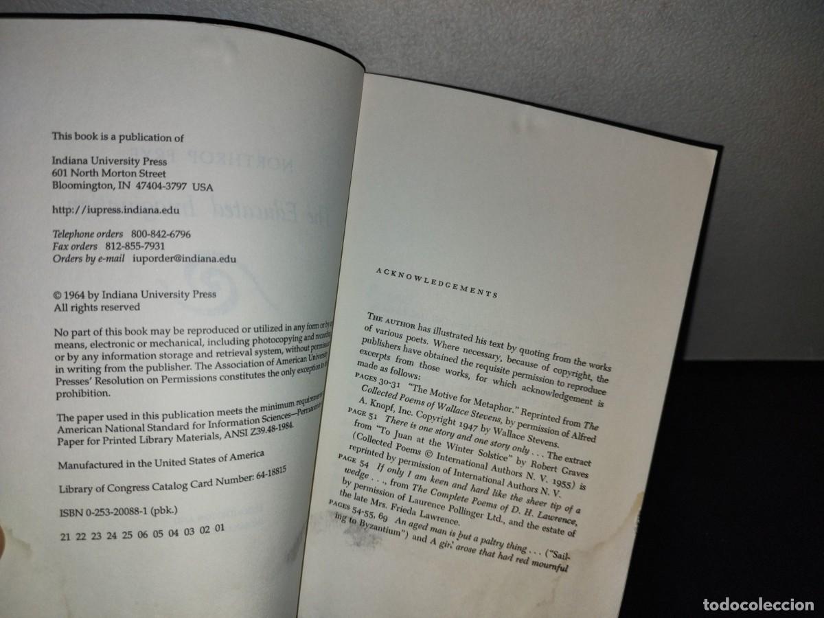 Libros de segunda mano: 183- THE EDUCATED IMAGINATION - NORTHROP FRYE - 1984 - Foto 9