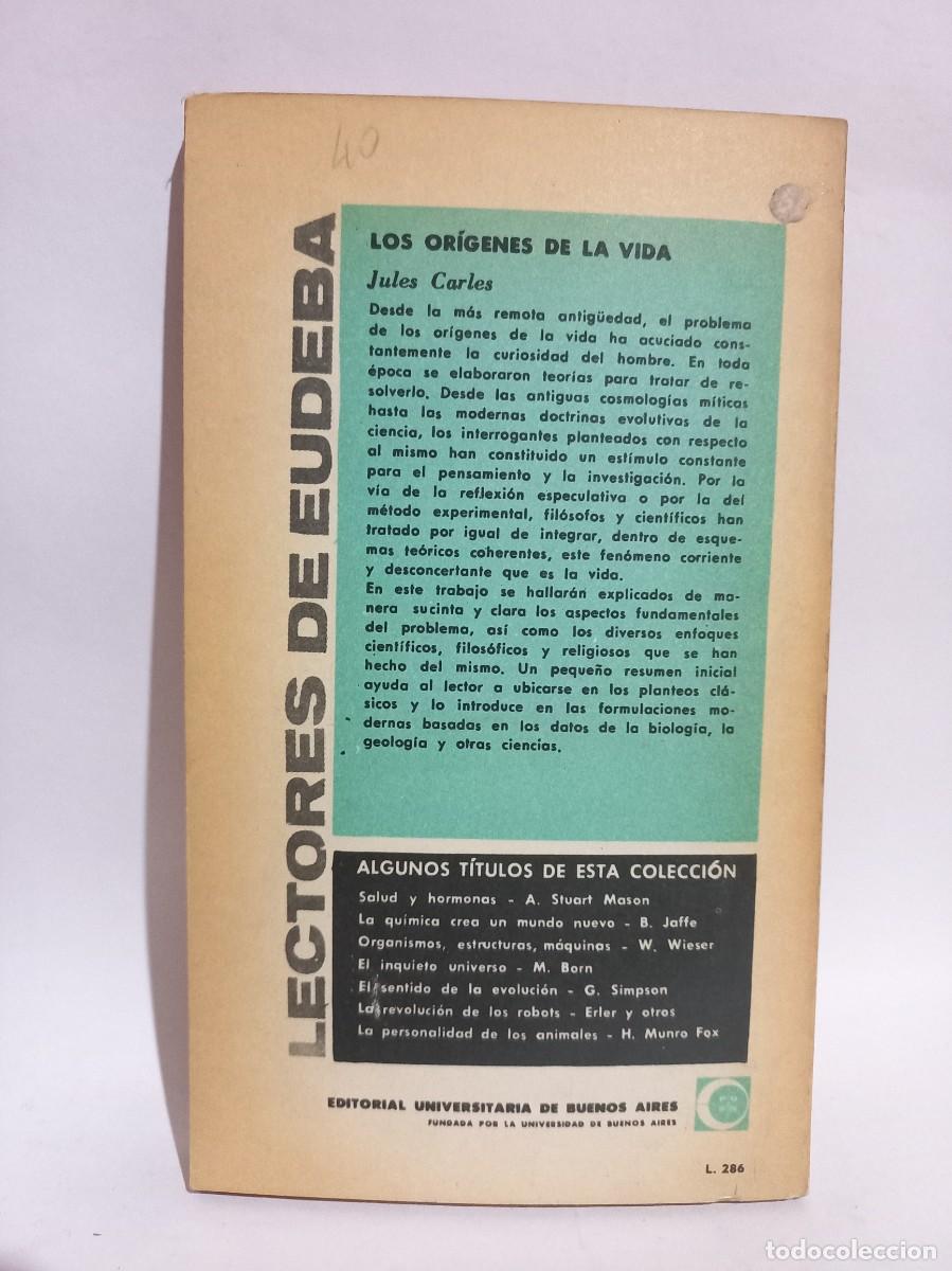 Libros de segunda mano: Jules Carles - Los Or&iacute;genes de la Vida - 1963 - Foto 3