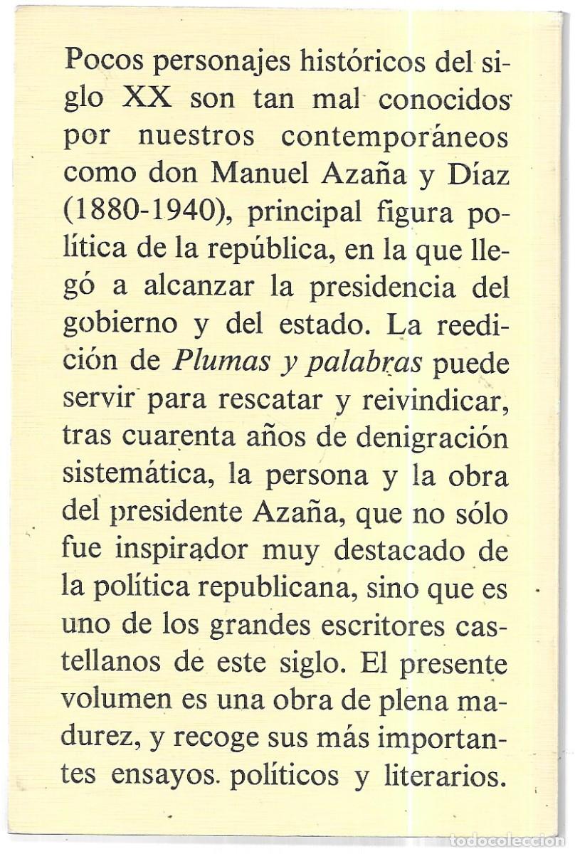 Libros de segunda mano: Manuel Aza&ntilde;a . Plumas y palabras - Foto 2