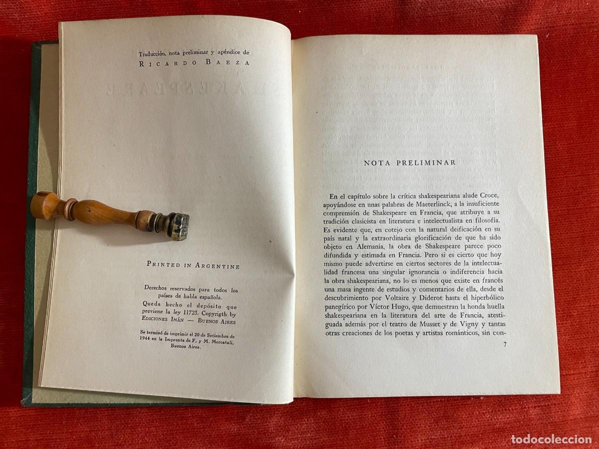 Libros de segunda mano: BENEDETTO CROCE. SHAKESPEARE. EDICIONES IM&Aacute;N, 1944 - Foto 3