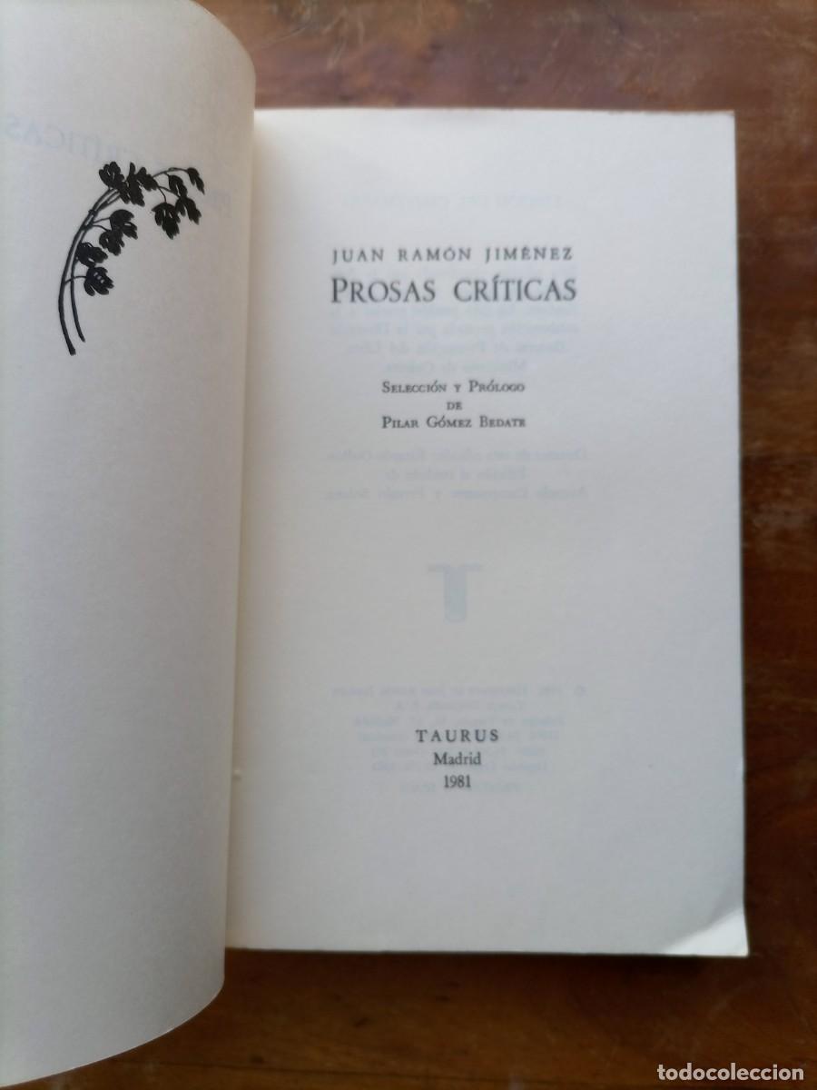 Libros de segunda mano: Juan Ram&oacute;n Jim&eacute;nez Prosas cr&iacute;ticas - Foto 2