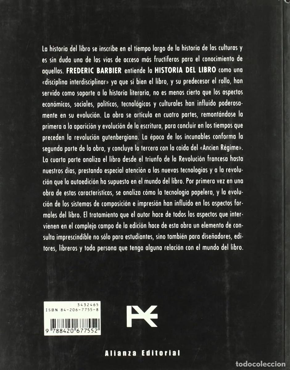 Libros de segunda mano: HISTORIA DEL LIBRO - FREDERIC BARBIER - Foto 2