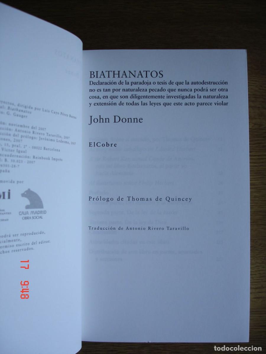 Libros de segunda mano: BIATHANATOS - JOHN DONNE - EL COBRE EDICIONES, 2007 - Foto 3
