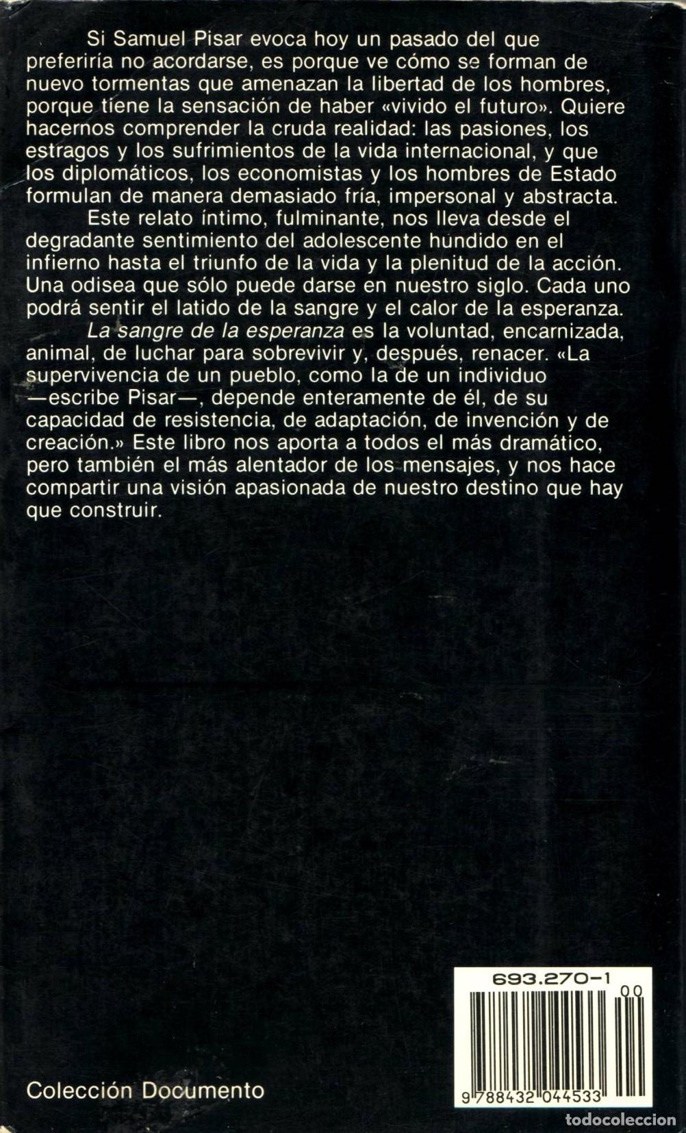 Libros de segunda mano: La sangre de la esperanza - Pisar, Samuel - Foto 2