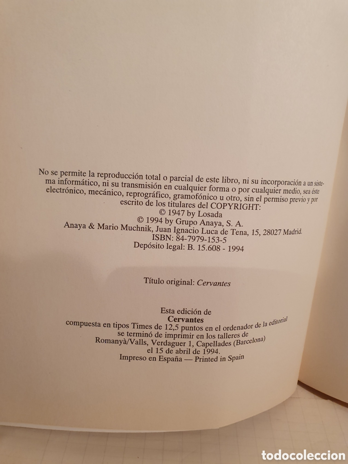 Libros de segunda mano: CERVANTES. JEAN BABELON. LOSADA 1994. - Foto 4