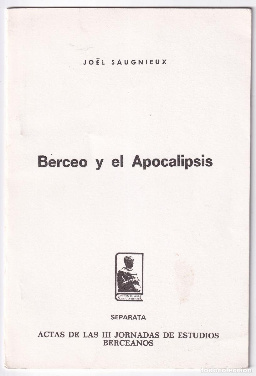 Livres d'occasion: JO&Euml;L SAIGNIEUX: BERCEO Y EL APOCALIPSIS. ESTUDIOS BERCEANOS