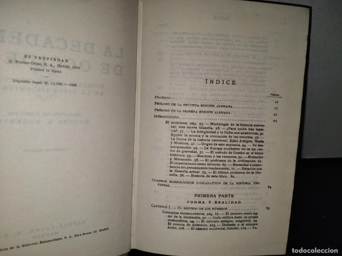 Libros de segunda mano: 92- LA DECADENCIA DE OCCIDENTE - OSWALD SPENGLER - 1966 - Foto 6