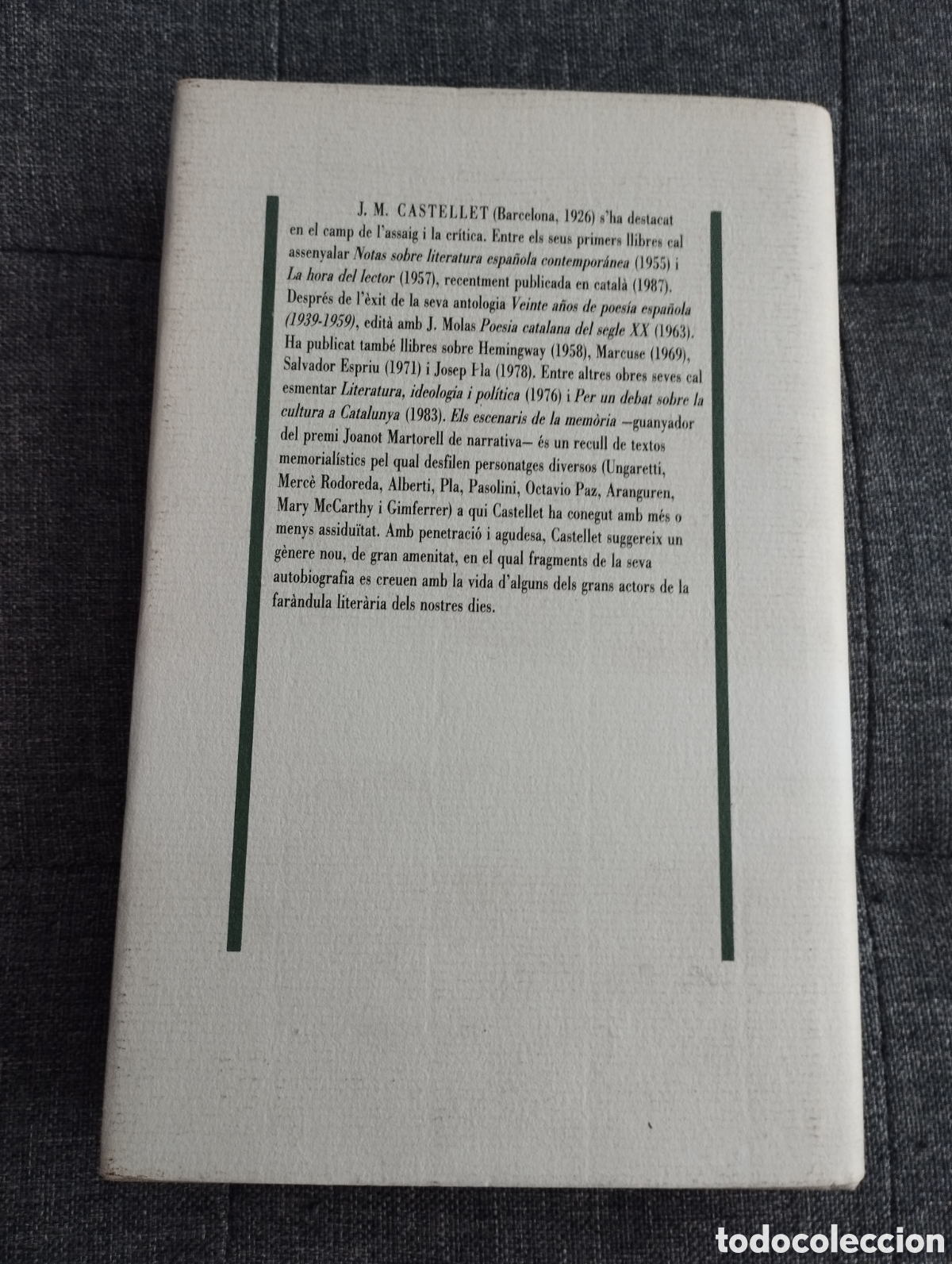 Libros de segunda mano: ELS ESCENARIS DE LA MEM&Ograve;RIA (J.M. CASTELLET) - Foto 5