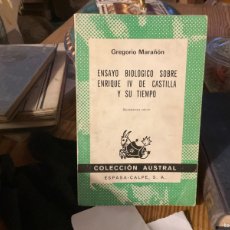Libros de segunda mano: ENSAYO BIOLOGICO SOBRE ENRIQUE IV DE CASTILLA Y SU TIEMPO. GREGORIO MARAÑON. ED. ESPASA-CALPE.