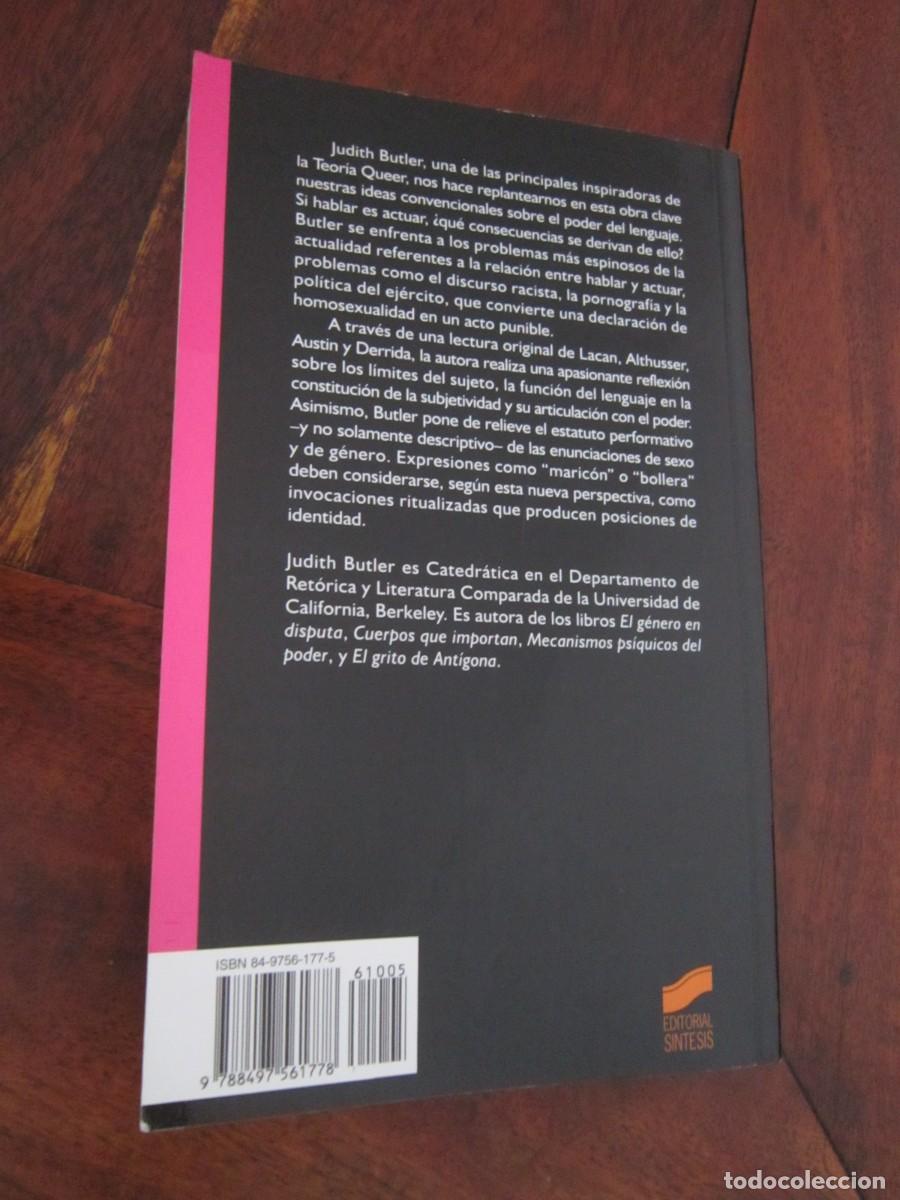 Libros de segunda mano: LENGUAJE, PODER E IDENTIDAD. Judith Butler. Editorial S&iacute;ntesis. Estudios Lacanianos 5. 2004 ESCASO - Foto 2