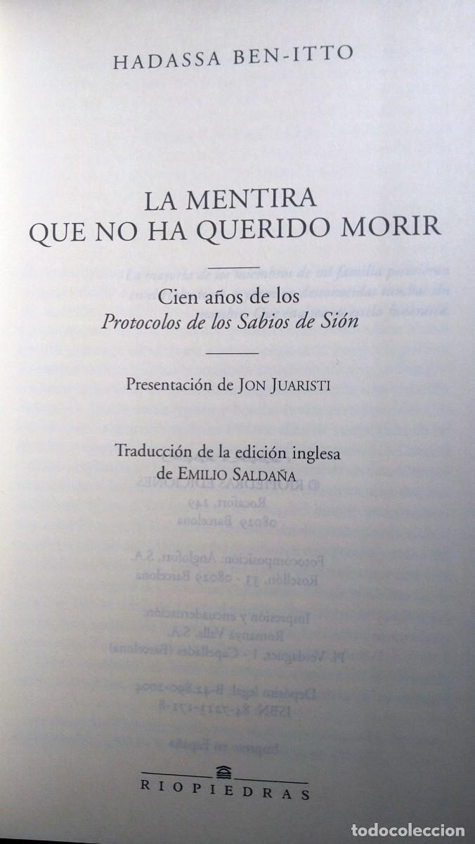 Libros de segunda mano: LA MENTIRA QUE NO HAS QUERIDO MORIR - HADASSA BEN-ITTO - Foto 3