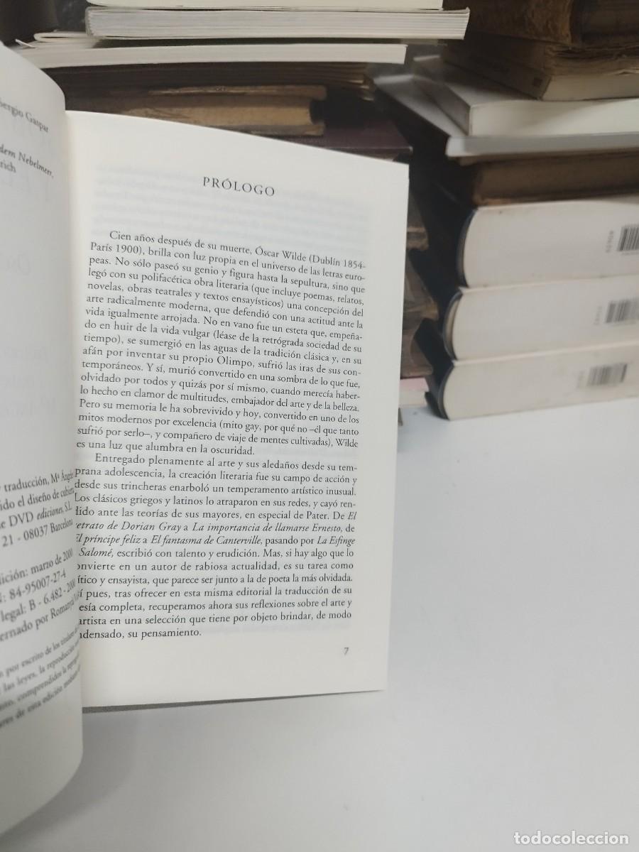 Libros de segunda mano: SOBRE EL ARTE Y EL ARTISTA. OSCAR WILDE. EDICIONES LOS CINCO ELEMENTOS. 2000. - Foto 4