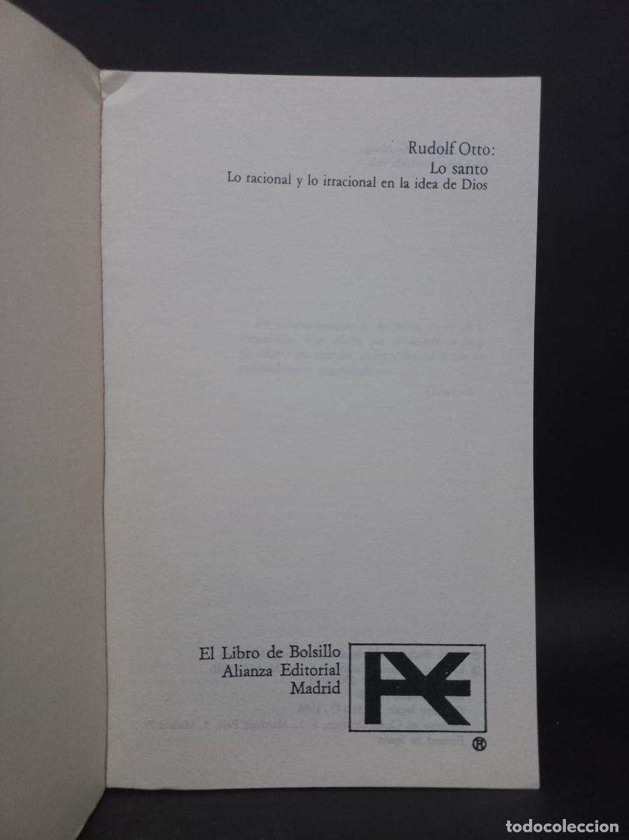 Libros de segunda mano: Rudolf Otto - Lo Santo - 1980 - Foto 2
