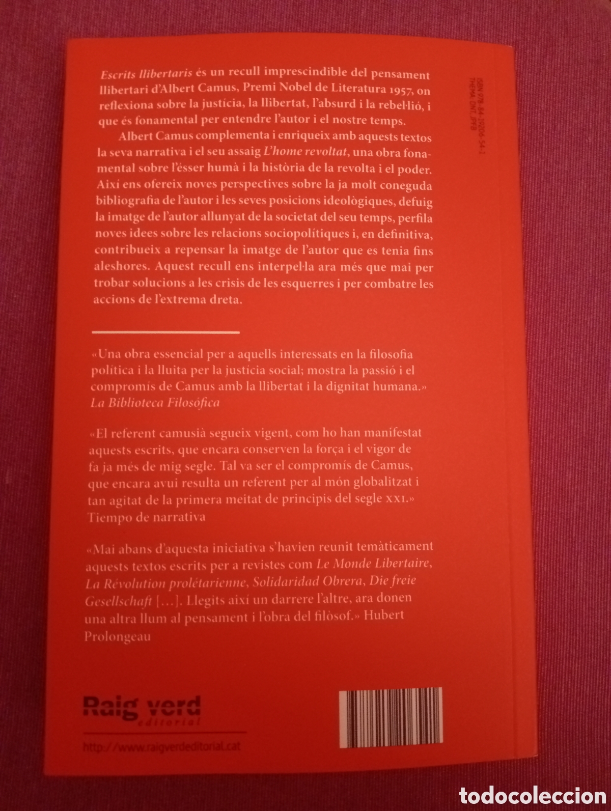 Libros de segunda mano: Albert Camus . Escrits llibertaris . Ed Raig verd . - Foto 2
