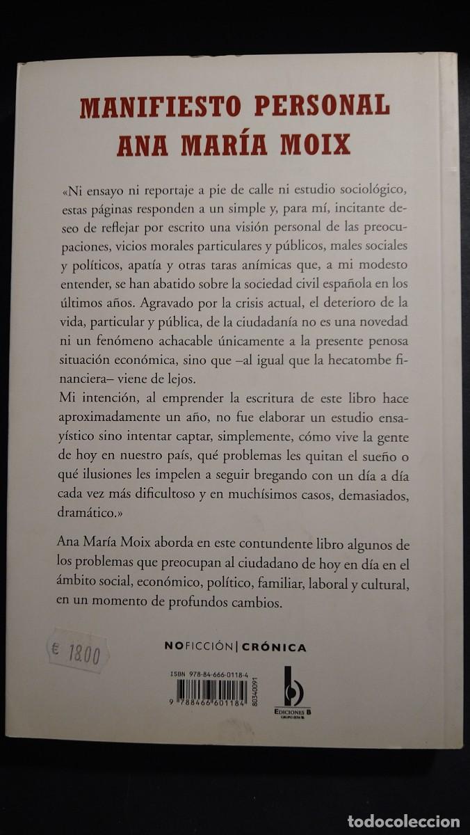 Libros de segunda mano: MANIFIESTO PERSONAL - ANA MAR&Iacute;A MOIX - Foto 2