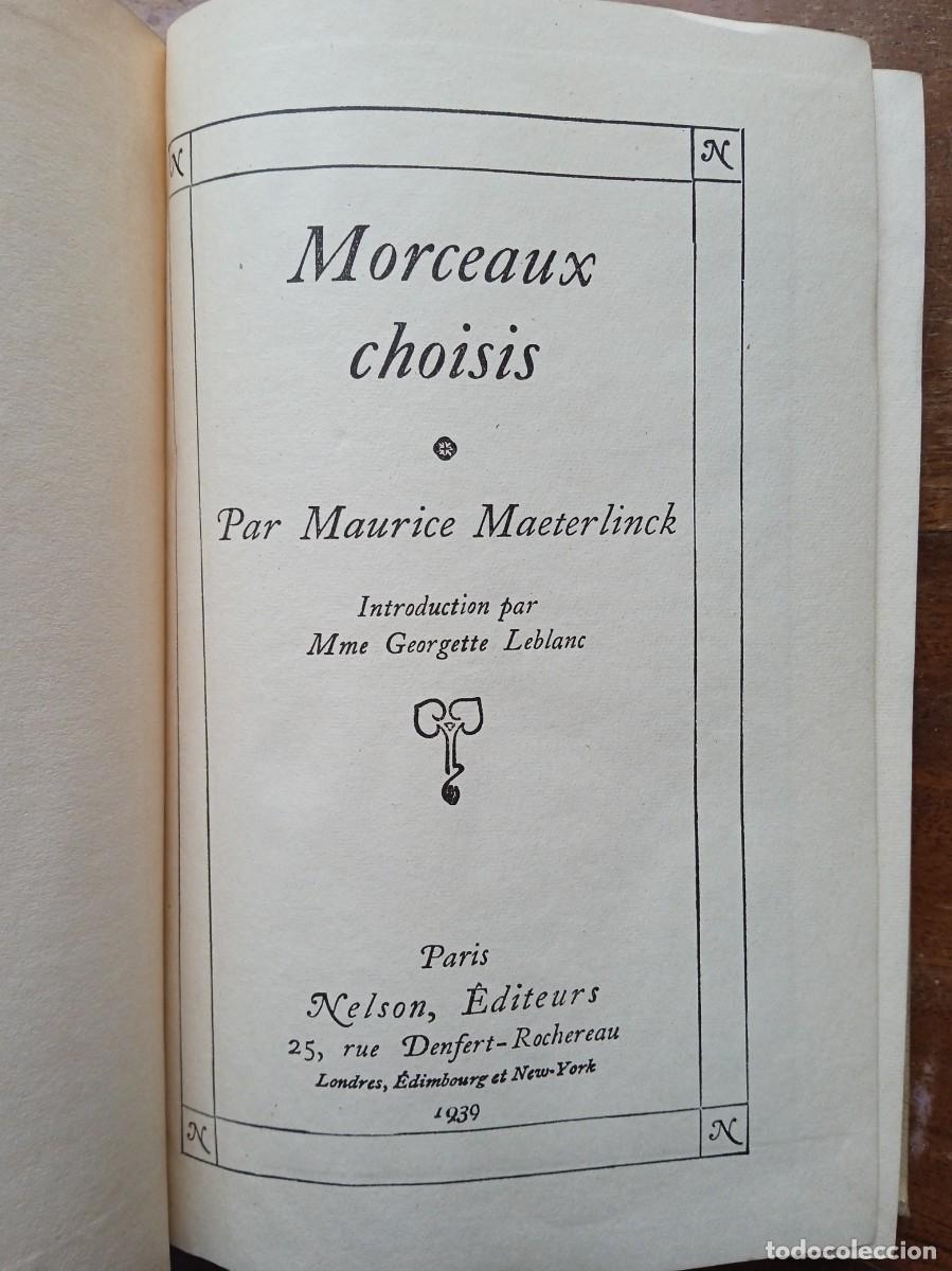 Libros de segunda mano: Morceaux choisis Maurice Maeterlink - Foto 2