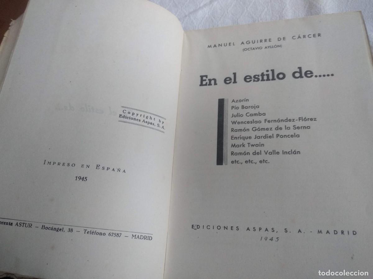 Libros de segunda mano: En el estilo de.. - M Aguirre de Carcer - Foto 3
