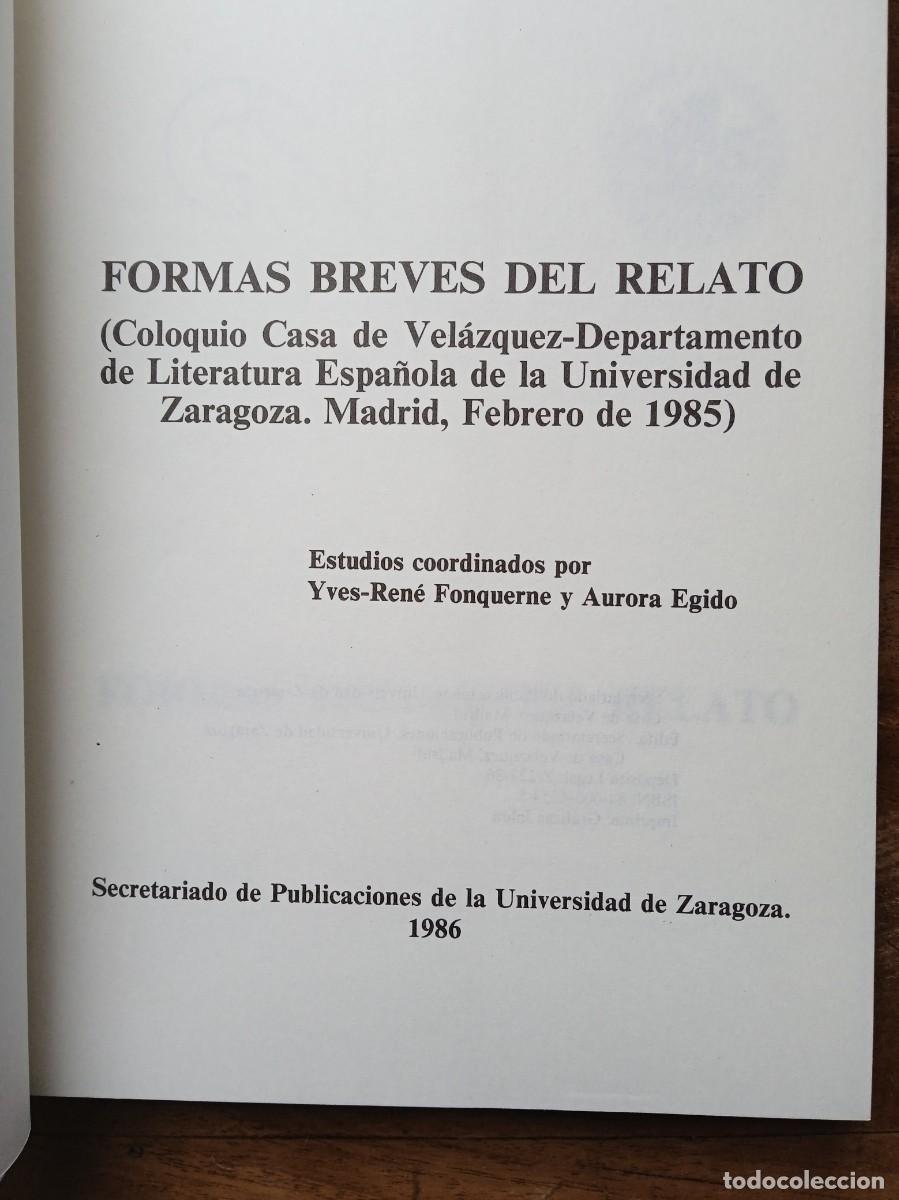 Libros de segunda mano: Formas breves del relato Coloquio 1985 - Foto 3