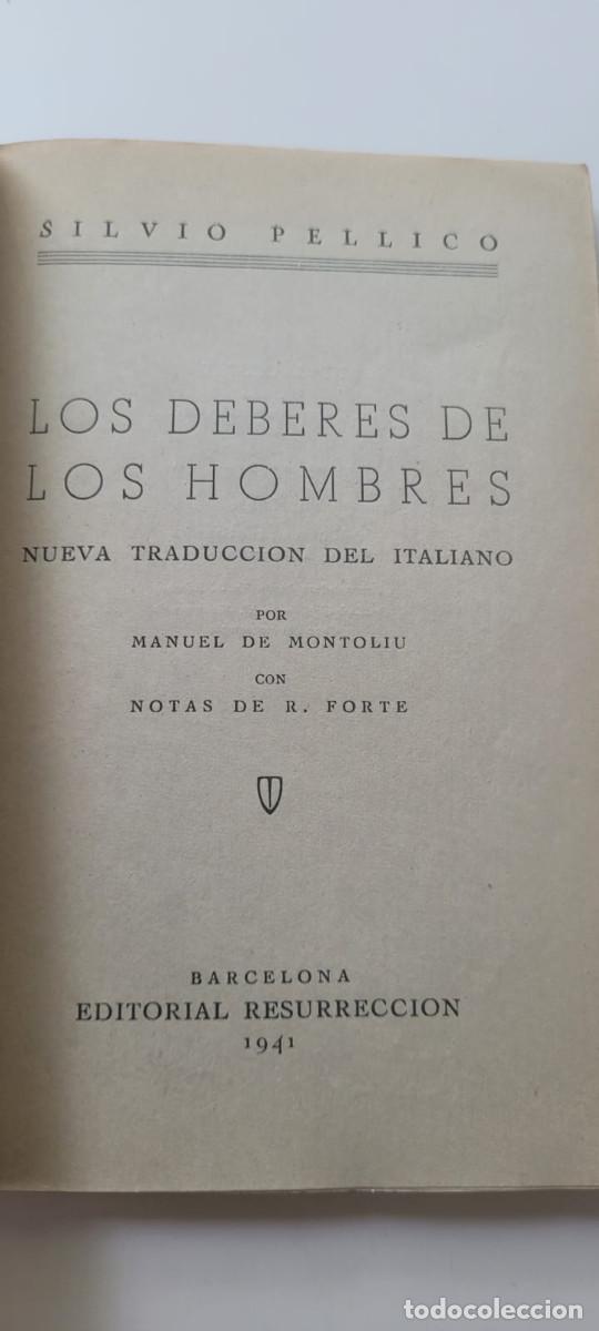 Libros de segunda mano: LOS DEBERES DE LOS HOMBRES - SILVIO PELLICO (1941) - Foto 2