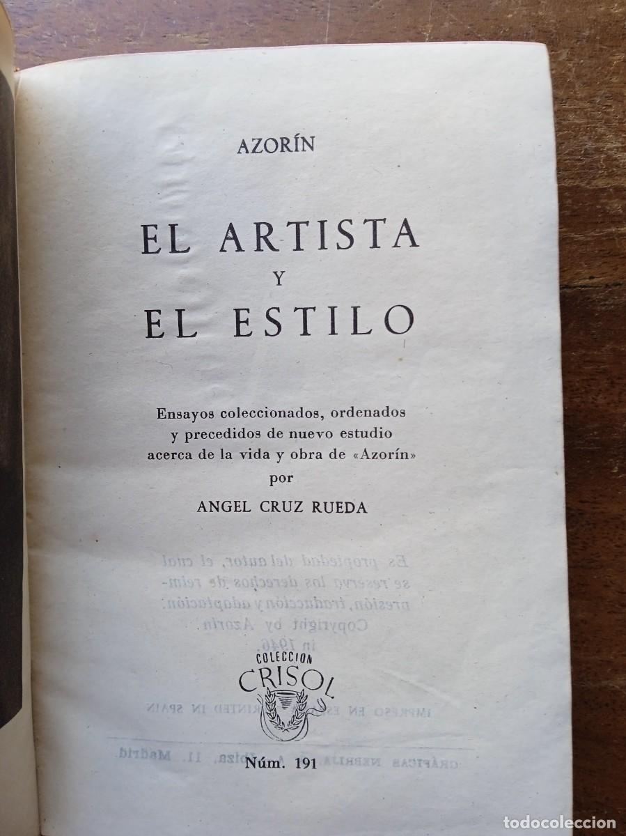 Libros de segunda mano: Azor&iacute;n El artista y el estilo - Foto 5