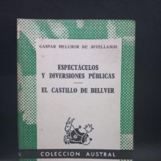 Libros de segunda mano: GASPAR MELCHOR DE JOVELLANOS - ESPECTÁCULOS Y DIVERSIONES PÚBLICAS, EL CASTILLO DE BELLVER - 1966