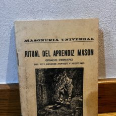 Libros de segunda mano: RITUAL DEL APRENDIZ MASÓN MASONERÍA UNIVERSAL