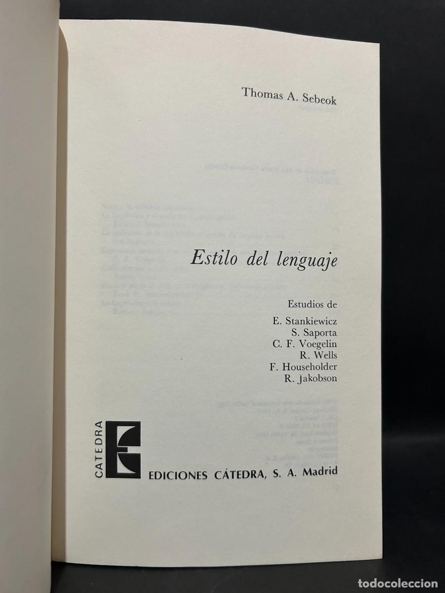 Libros de segunda mano: THOMAS A. SEBEOK - ESTILO DEL LENGUAJE - PRIMERA EDICI&Oacute;N EN ESPA&Ntilde;OL - 1974 - Foto 2