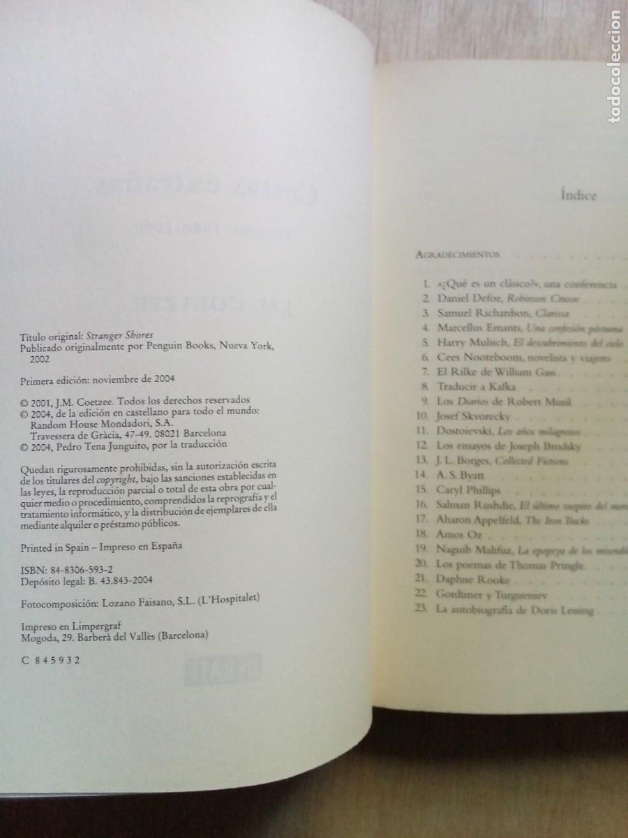Libros de segunda mano: J.M. Coetzee. Costas Extra&ntilde;as. Ensayos, 1986-1999 - Foto 2