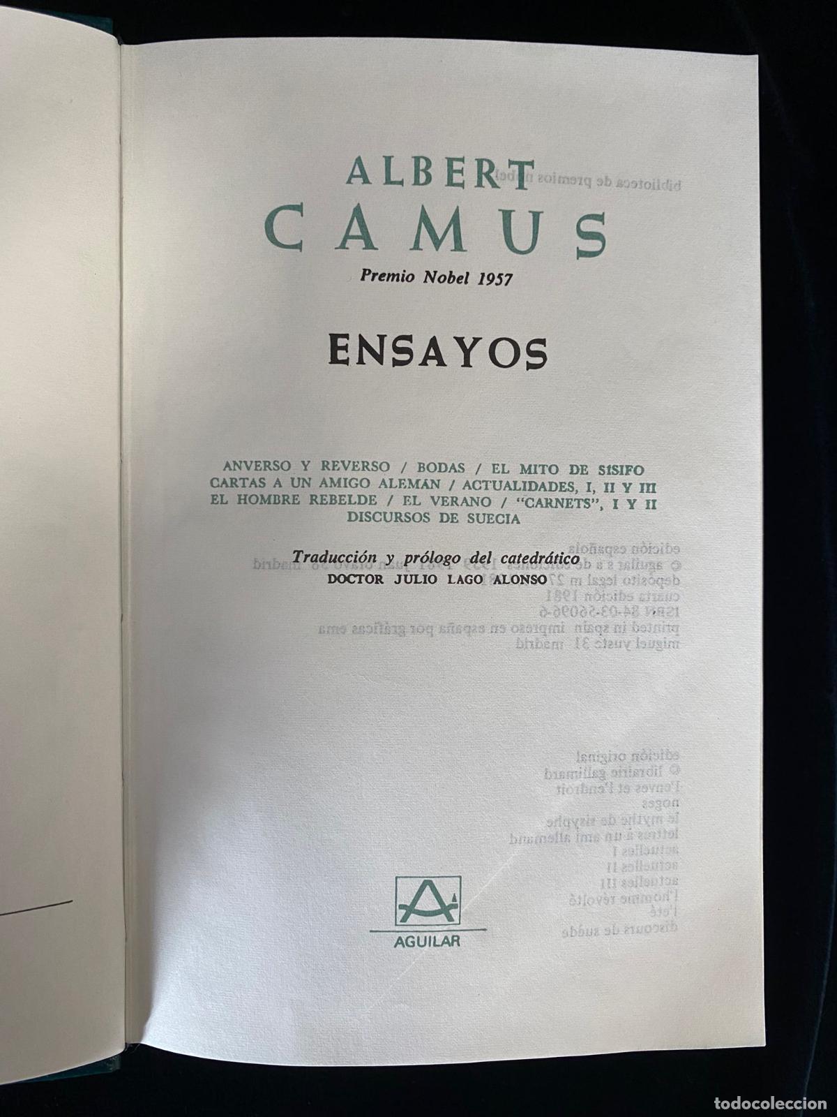 Libros de segunda mano: Albert Camus. Ensayos. Ed. Aguilar 1981 - Foto 2