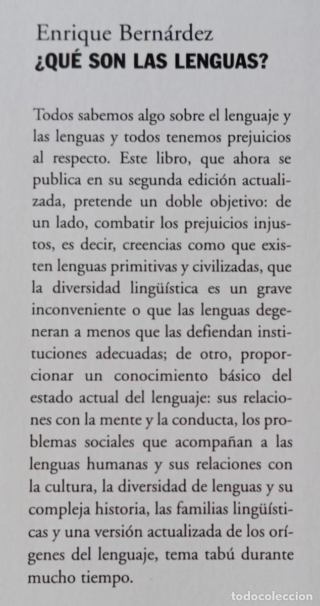 Libros de segunda mano: QUE SON LAS LENGUAS - ENRIQUE BERNARDEZ - ALIANZA - Foto 2
