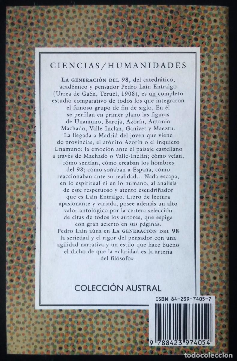 Libros de segunda mano: Pedro La&iacute;n Entralgo . La generaci&oacute;n del 98 - Foto 2