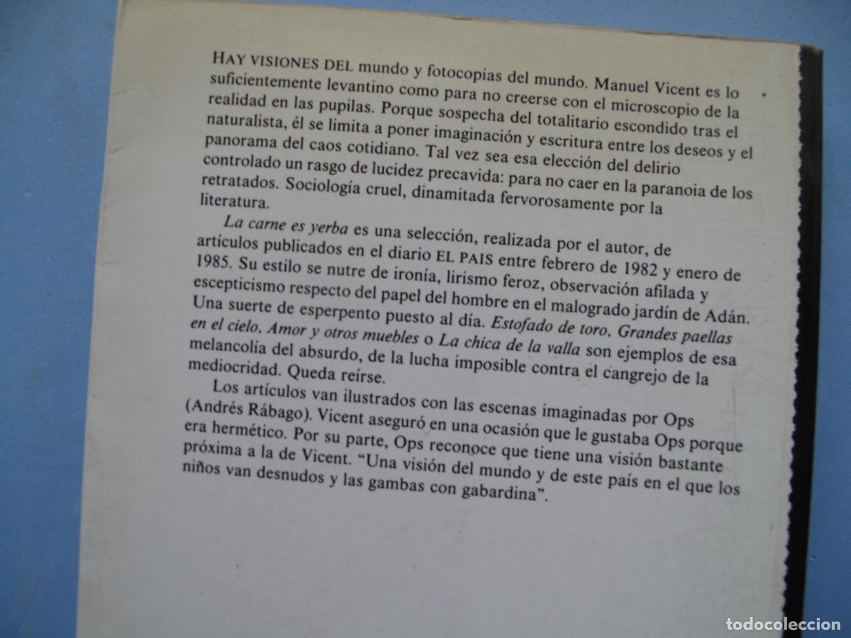 Libros de segunda mano: LA CARNE ES YERBA.- MANUEL VICENT.- EDICIONES EL PA&Iacute;S. - Foto 3
