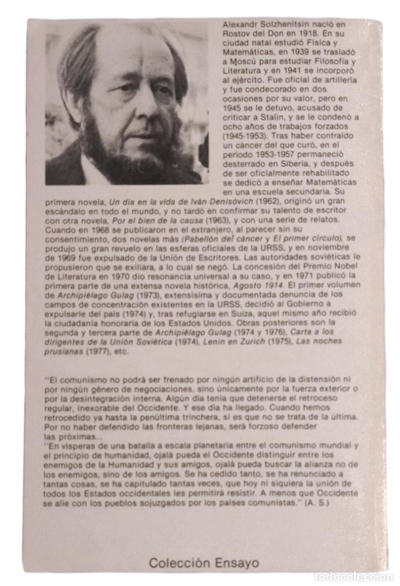 Libros de segunda mano: EL ERROR DE OCCIDENTE. ALEXANDR SOLZHENITSIN. PLANETA 1&ordf; EDICI&Oacute;N 1982. EXCELENTE ESTADO - Foto 5