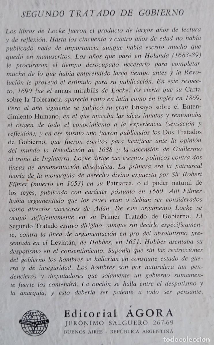 Libros de segunda mano: SEGUNDO TRATADO DE GOBIERNO - JOHN LOCKE - Foto 2