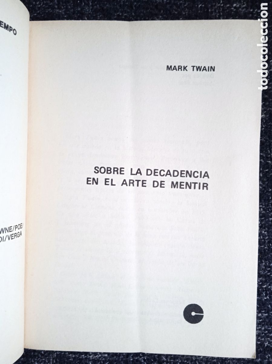 Libros de segunda mano: SOBRE LA DECADENCIA EN EL ARTE DE MENTIR / MARK TWAIN. - Foto 2