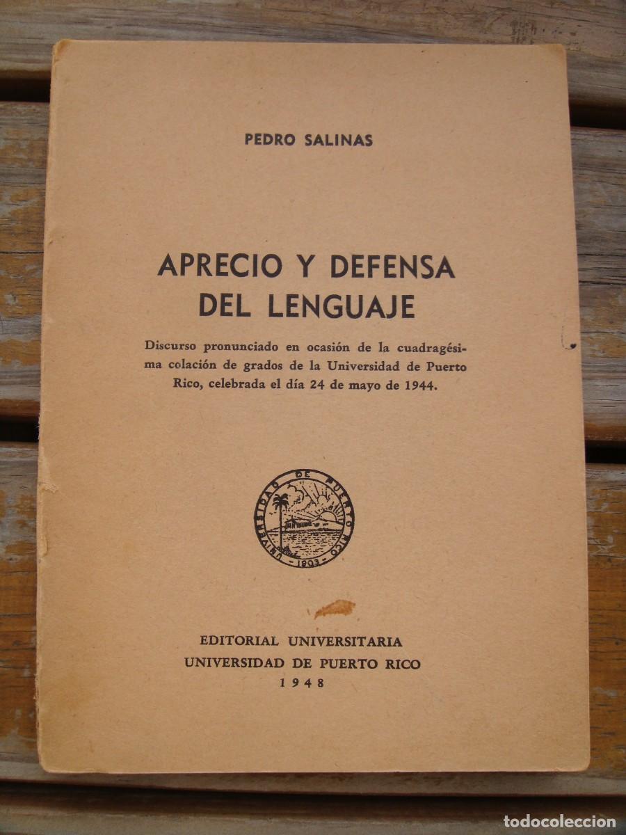 Libros de segunda mano: Pedro Salinas: APRECIO Y DEFENSA DEL LENGUAJE. Discurso... - Foto 1
