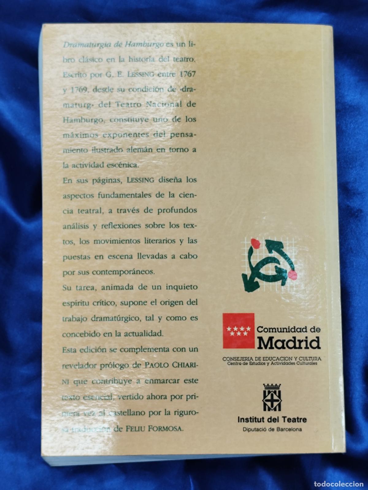 Libros de segunda mano: Dramaturgia de Hamburgo - G.E. Lessing - ADE (1993) - Foto 2