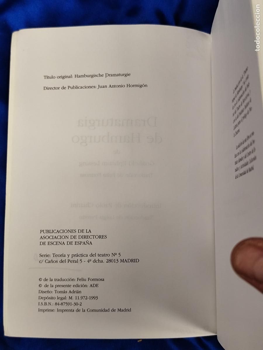 Libros de segunda mano: Dramaturgia de Hamburgo - G.E. Lessing - ADE (1993) - Foto 4