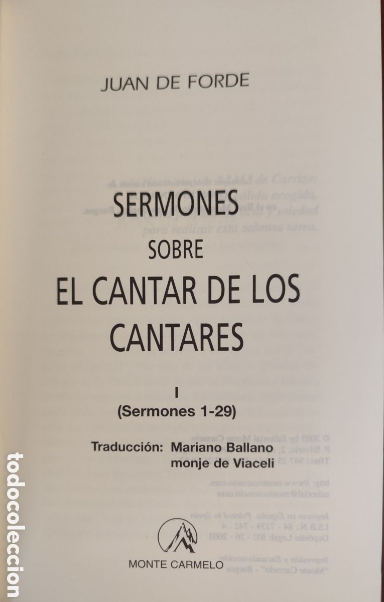 Libros de segunda mano: Sermones sobre EL CANTAR DE LOS CANTARES - Foto 2