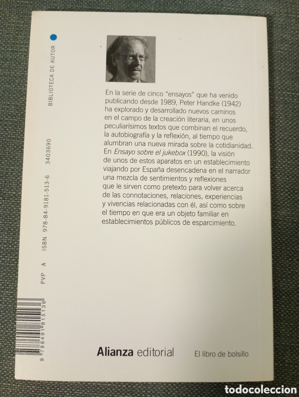 Libros de segunda mano: Peter Handke .Ensayo sobre el jukebox . Alianza editorial - Foto 2