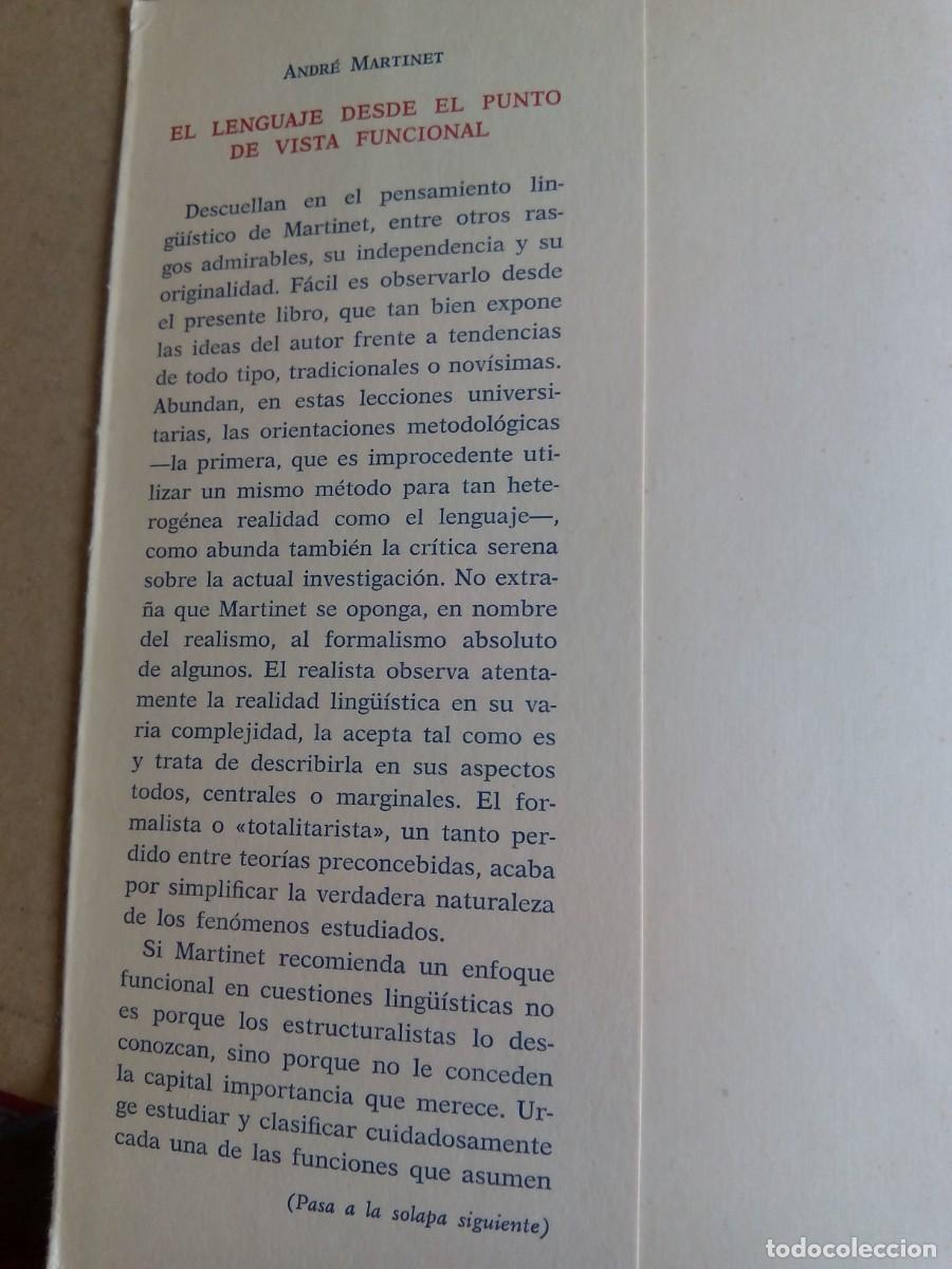 Libros de segunda mano: EL LENGUAJE DESDE EL PUNTO DE VISTA FUNCIONAL / ANDR&Eacute; MARTINET - Foto 3