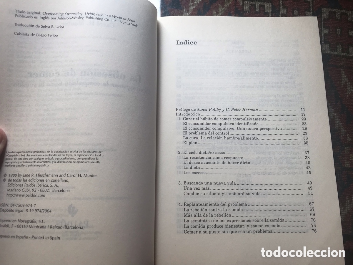 Libros de segunda mano: La obsesi&oacute;n de comer. Jane R. Hirschmann. Carol H. Munter - Foto 4